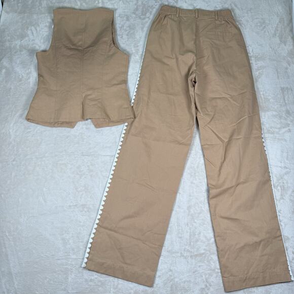 Mon Renn Lisle SET Vest Top Size S Wide Leg Pants XS Beige Tan Boho - Picture 7 of 13